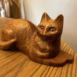 Cat - Wood Carved 9.5" Long